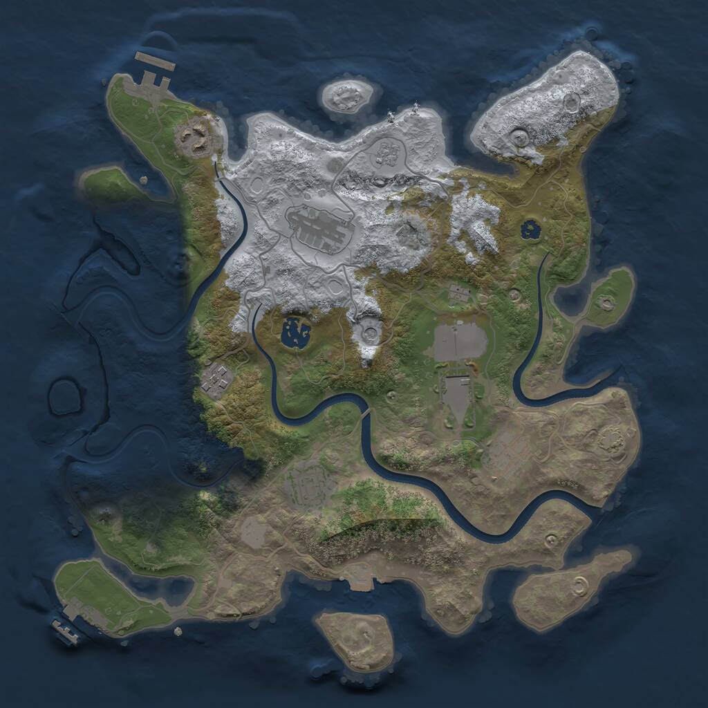 Rust Map: Procedural Map, Size: 3500, Seed: 703160958, 13 Monuments