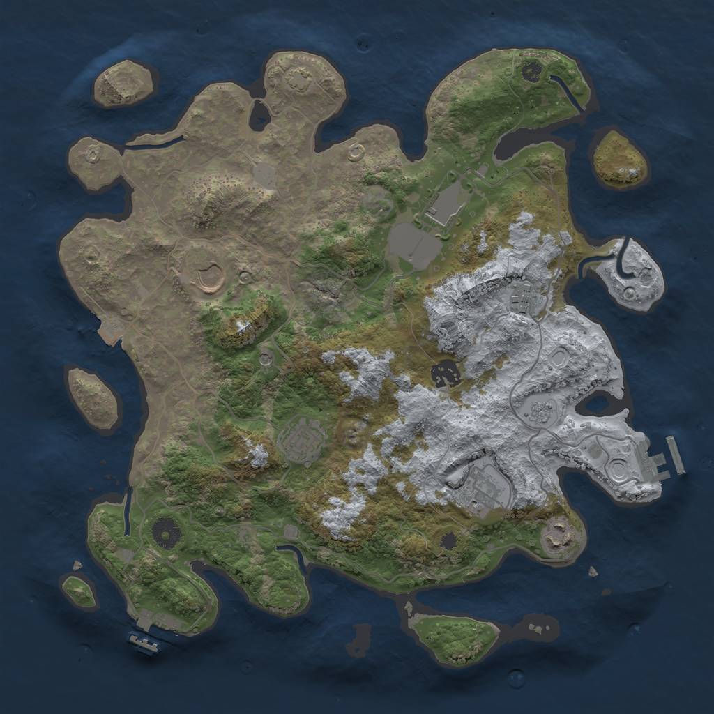 Rust Map: Procedural Map, Size: 3650, Seed: 27831, 15 Monuments