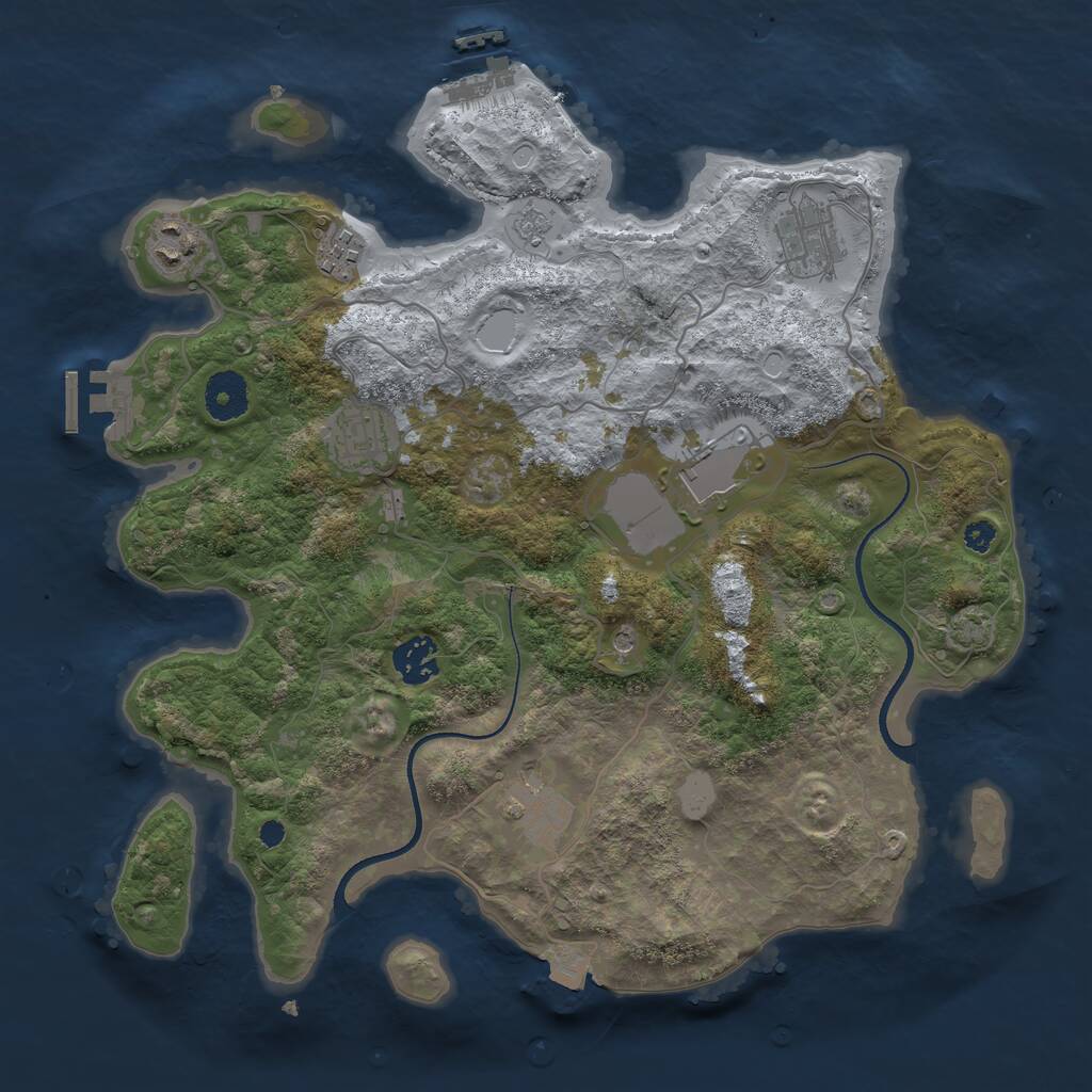 Rust Map: Procedural Map, Size: 3500, Seed: 121916472, 13 Monuments