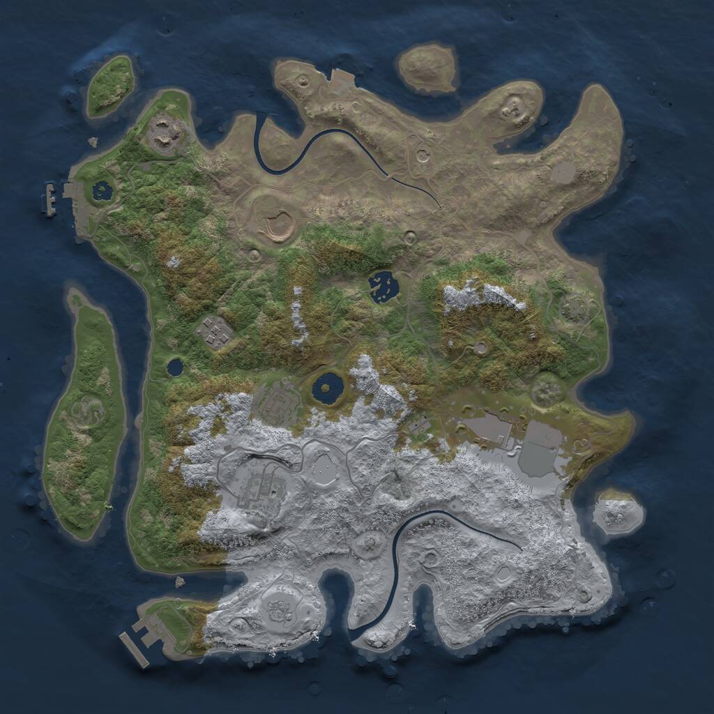 Rust Map: Procedural Map, Size: 3500, Seed: 140003032, 13 Monuments