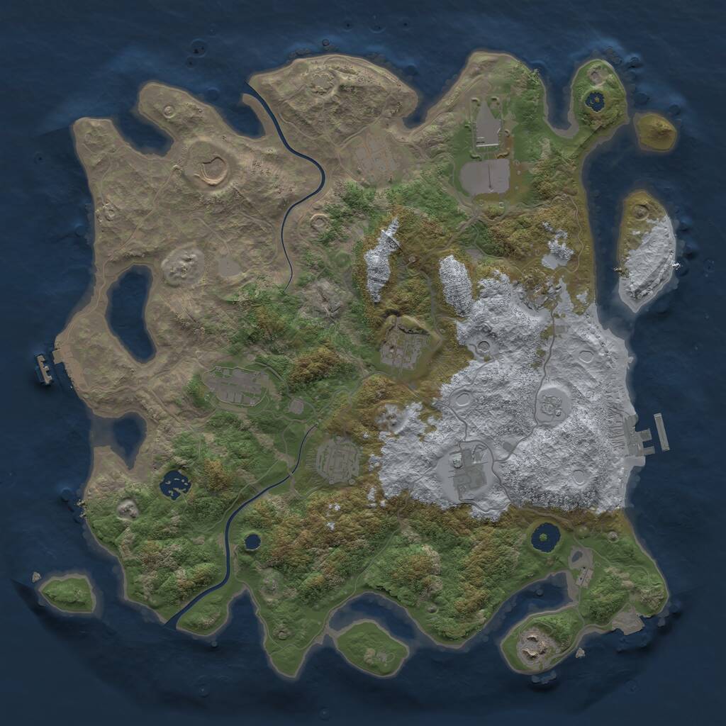 Rust Map: Procedural Map, Size: 3850, Seed: 974867318, 16 Monuments