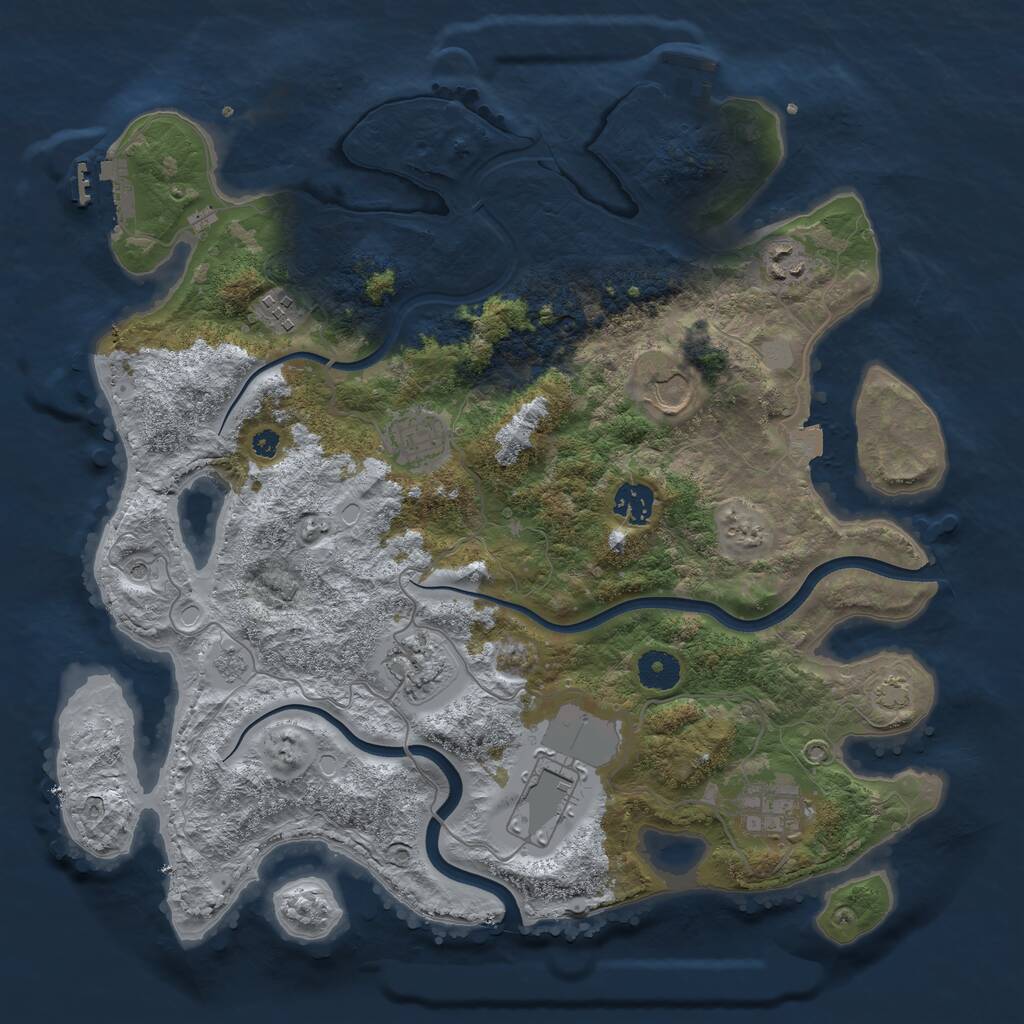 Rust Map: Procedural Map, Size: 3750, Seed: 1115532420, 14 Monuments