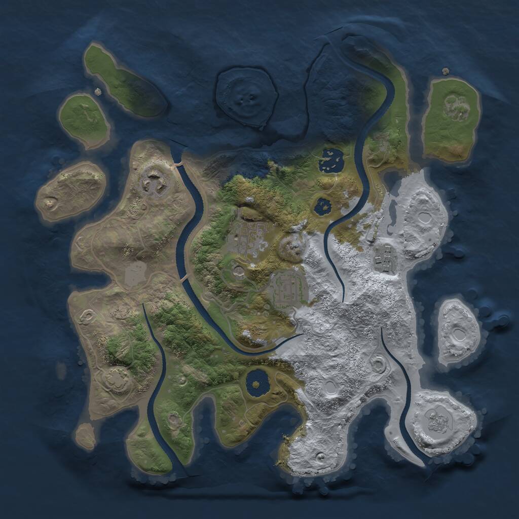 Rust Map: Procedural Map, Size: 3000, Seed: 1406439624, 9 Monuments