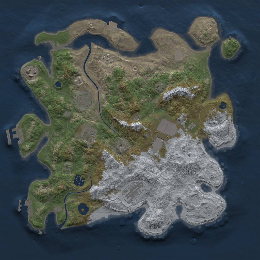 Rust Map: Procedural Map, Size: 3500, Seed: 1633692564, 14 Monuments