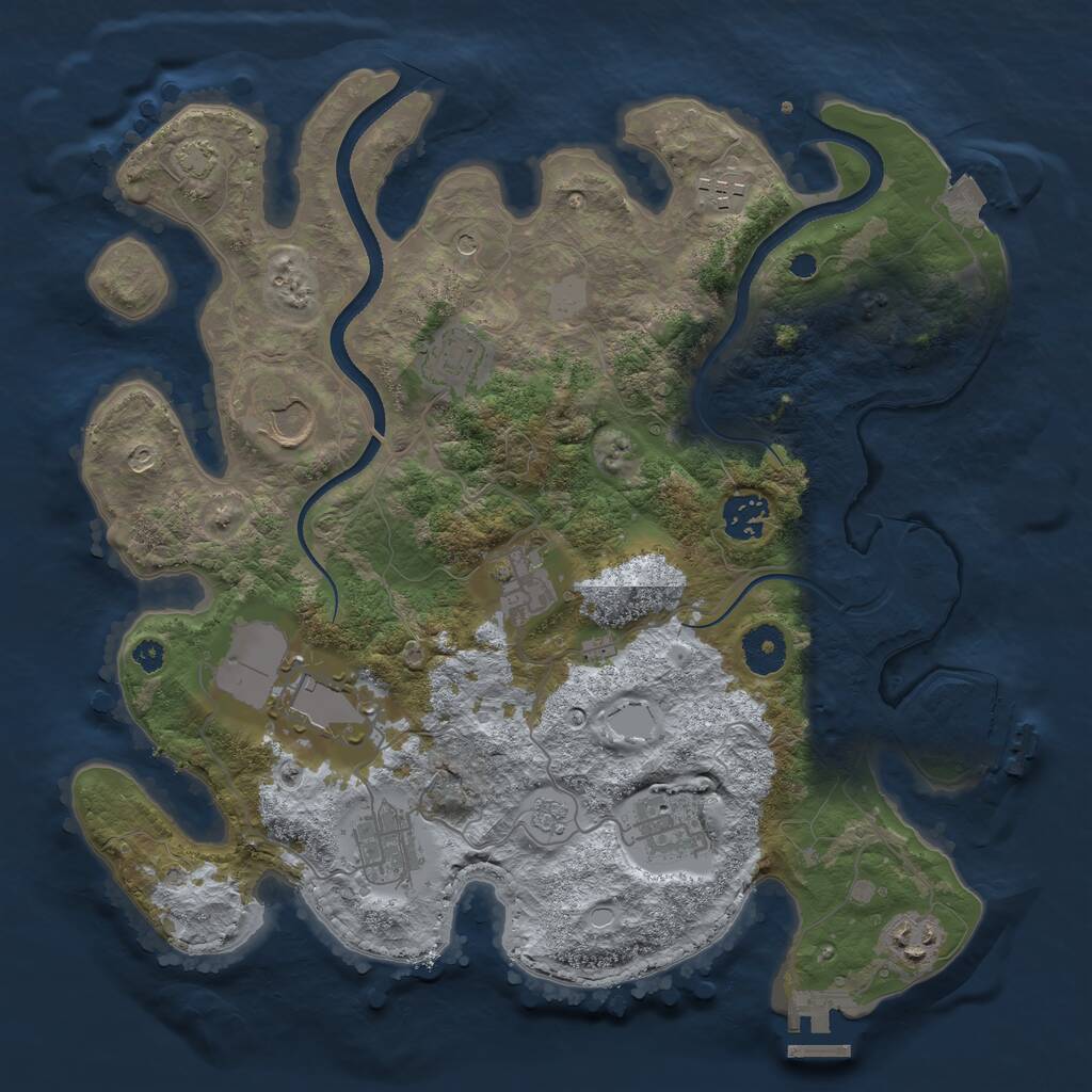 Rust Map: Procedural Map, Size: 3500, Seed: 1076447676, 15 Monuments