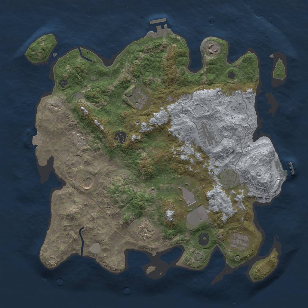 Rust Map: Procedural Map, Size: 3800, Seed: 561923563, 18 Monuments