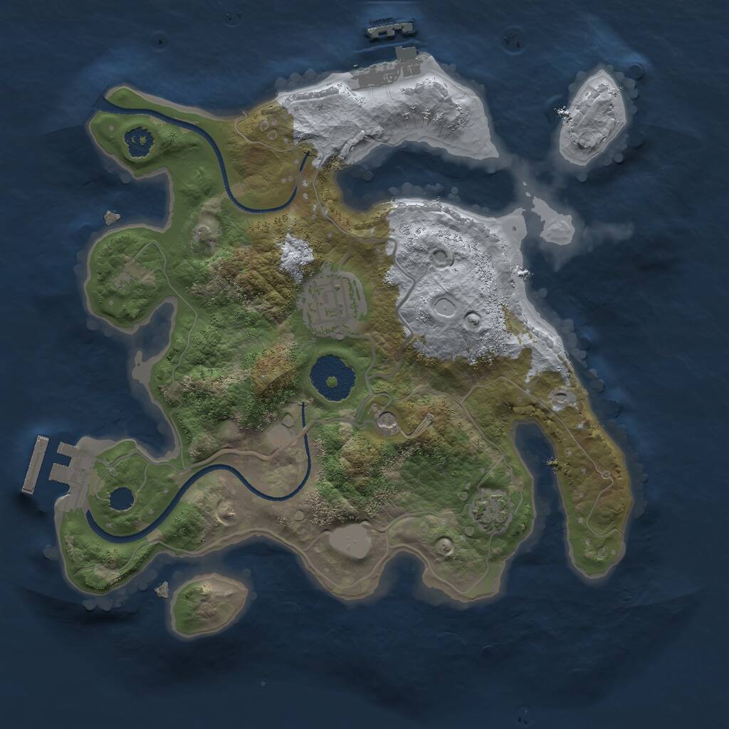 Rust Map: Procedural Map, Size: 2500, Seed: 32515145, 6 Monuments