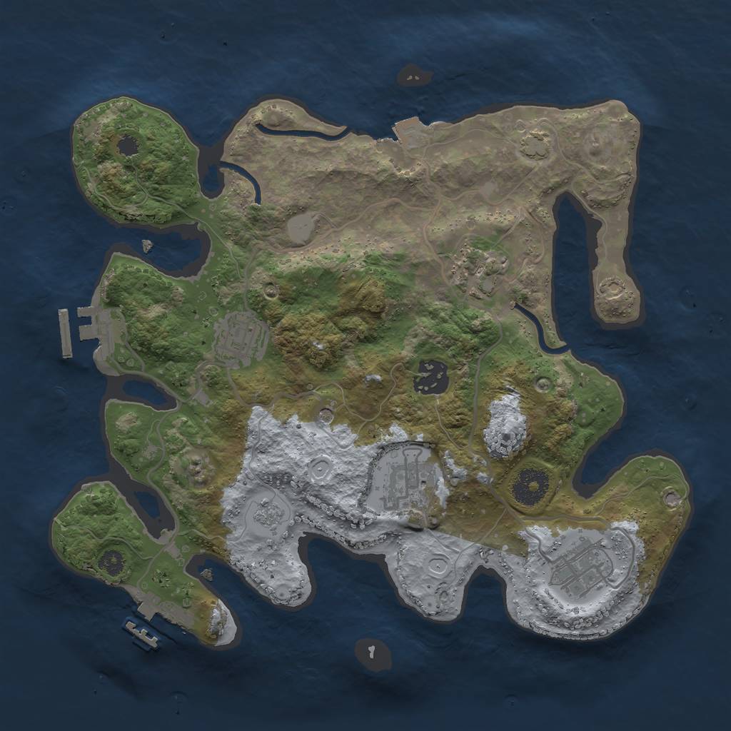 Rust Map: Procedural Map, Size: 3000, Seed: 848811752, 13 Monuments