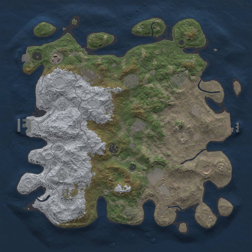 Rust Map: Procedural Map, Size: 4000, Seed: 892090175, 18 Monuments