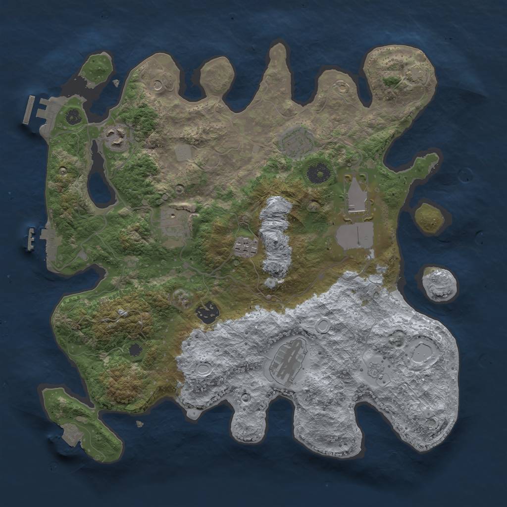 Rust Map: Procedural Map, Size: 3500, Seed: 1050366630, 15 Monuments