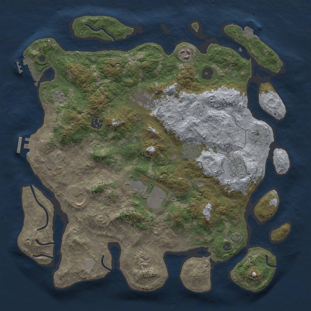 Rust Map: Procedural Map, Size: 3875, Seed: 1462802523, 17 Monuments
