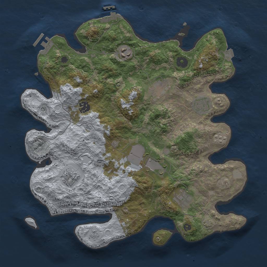 Rust Map: Procedural Map, Size: 3500, Seed: 655219955, 16 Monuments