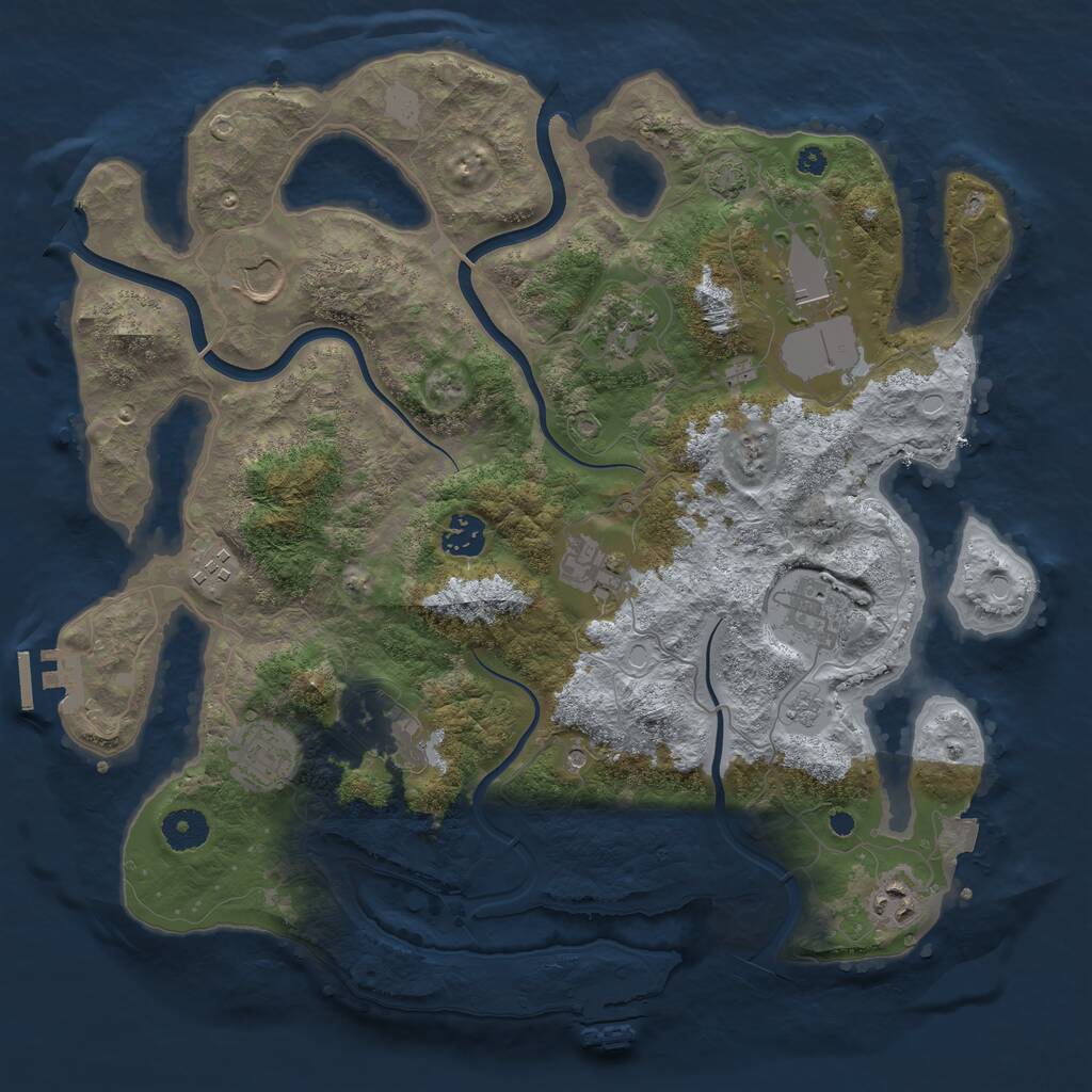 Rust Map: Procedural Map, Size: 3750, Seed: 156948, 16 Monuments