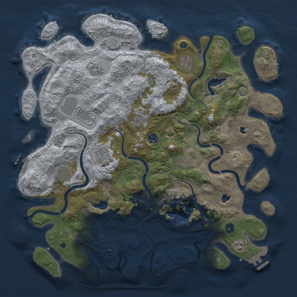 Rust Map: Procedural Map, Size: 4500, Seed: 354105534, 16 Monuments