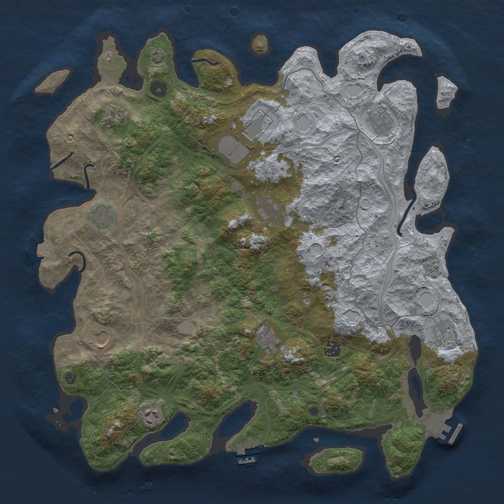 Rust Map: Procedural Map, Size: 4500, Seed: 228402229, 19 Monuments