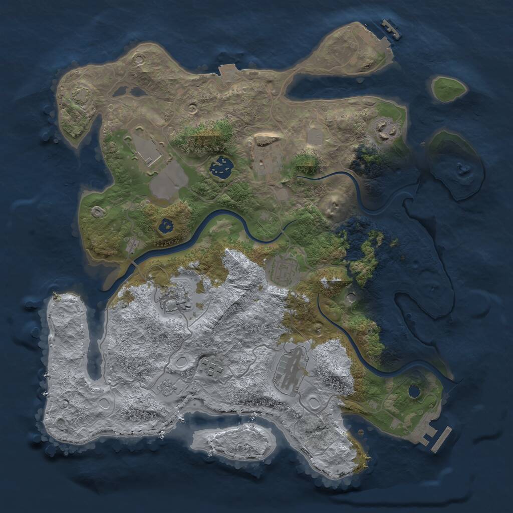 Rust Map: Procedural Map, Size: 3500, Seed: 1553971387, 14 Monuments