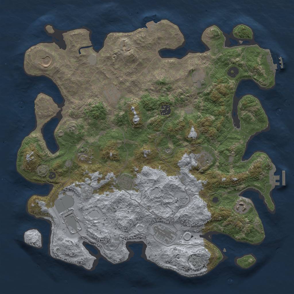 Rust Map: Procedural Map, Size: 4000, Seed: 881973338, 19 Monuments