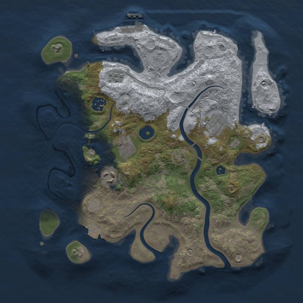 Rust Map: Procedural Map, Size: 3200, Seed: 24606990, 10 Monuments