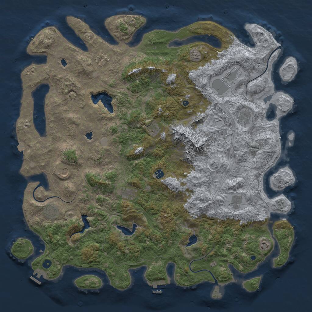 Rust Map: Procedural Map, Size: 5250, Seed: 1959585414, 17 Monuments