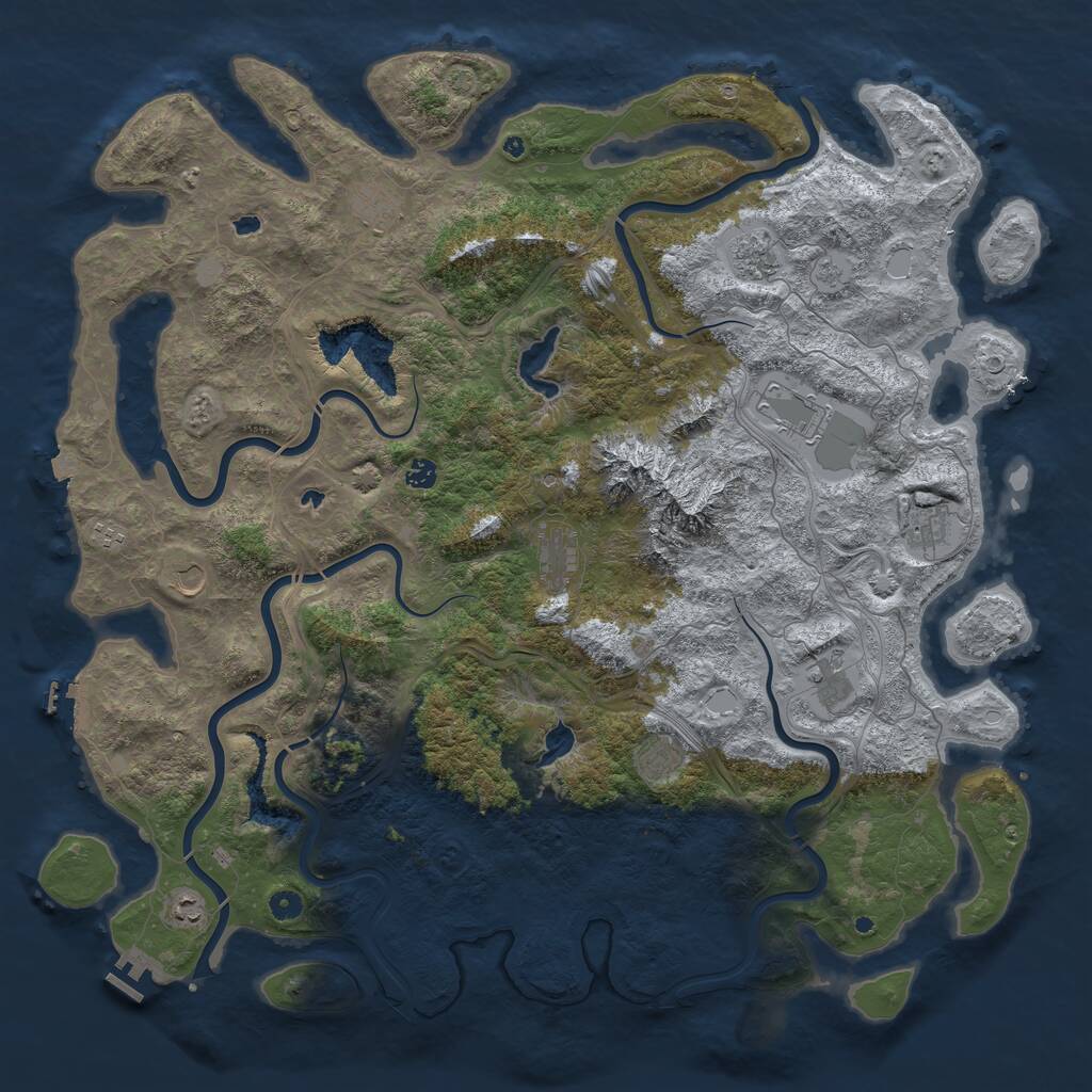 Rust Map: Procedural Map, Size: 5250, Seed: 1959585414, 17 Monuments