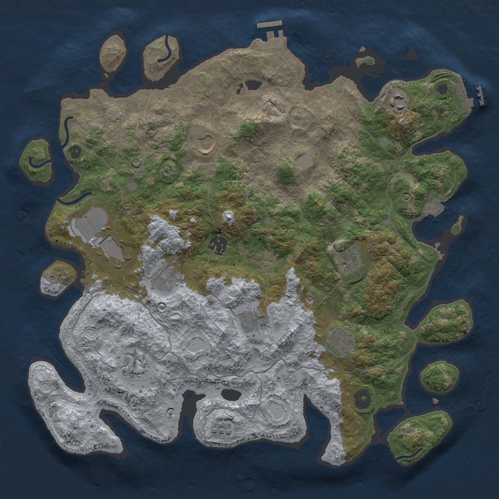 Rust Map: Procedural Map, Size: 4000, Seed: 716429719, 18 Monuments