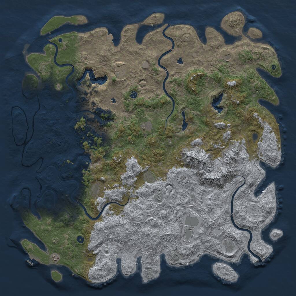 Rust Map: Procedural Map, Size: 6000, Seed: 823704747, 17 Monuments