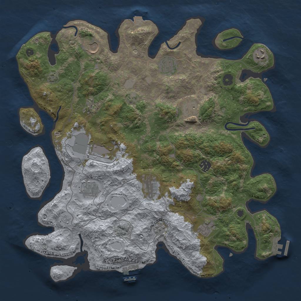 Rust Map: Procedural Map, Size: 4000, Seed: 423049809, 19 Monuments