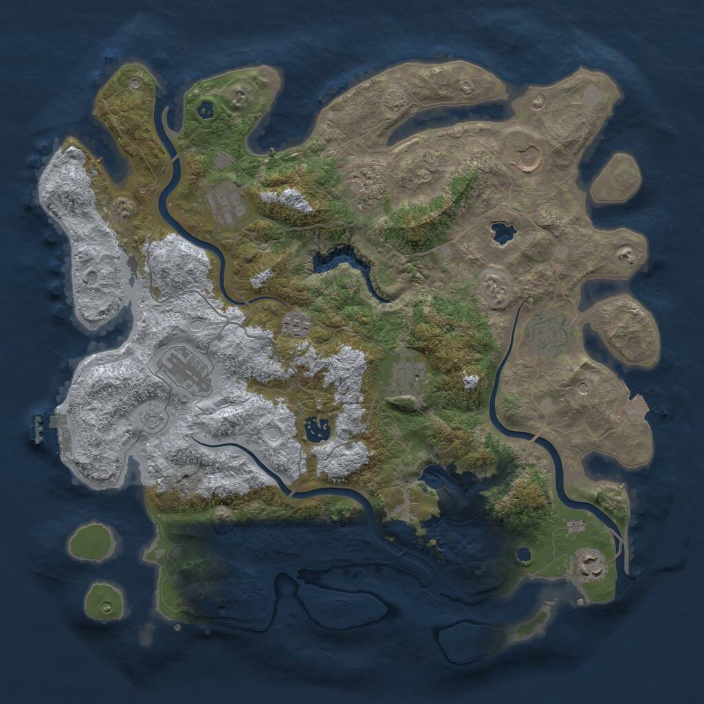 Rust Map: Procedural Map, Size: 4000, Seed: 857405, 14 Monuments