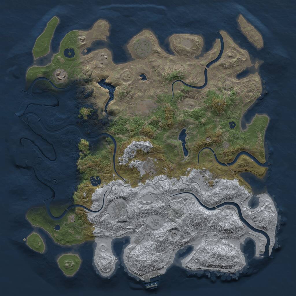 Rust Map: Procedural Map, Size: 4200, Seed: 810624931, 14 Monuments