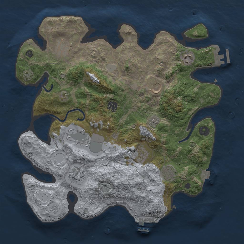 Rust Map: Procedural Map, Size: 3500, Seed: 858462449, 17 Monuments