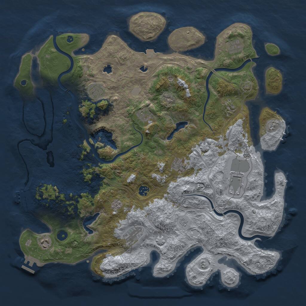 Rust Map: Procedural Map, Size: 4500, Seed: 10407, 16 Monuments