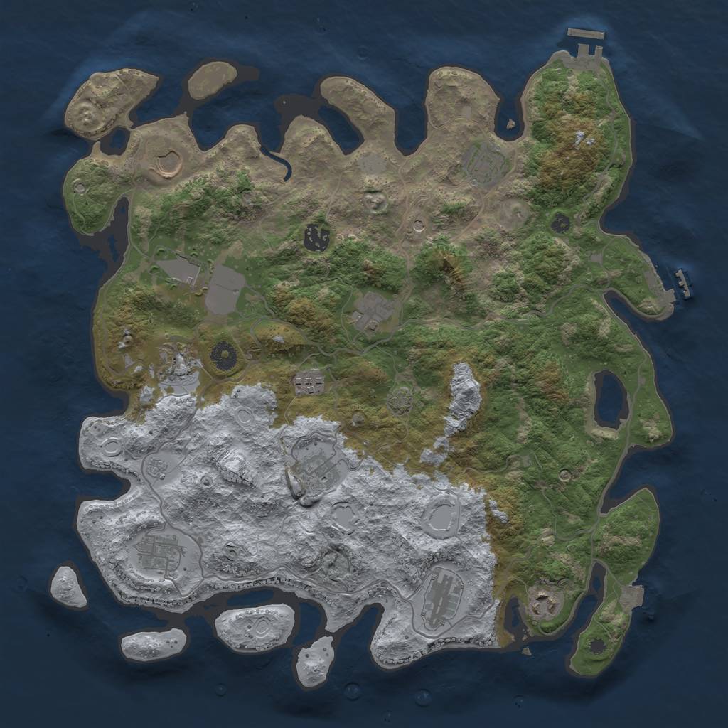 Rust Map: Procedural Map, Size: 4000, Seed: 1596387677, 19 Monuments