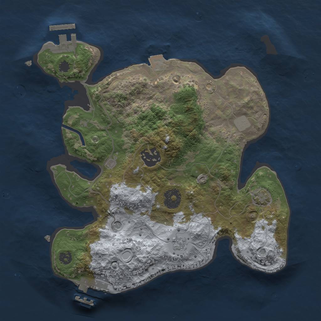 Rust Map: Procedural Map, Size: 2500, Seed: 1570784107, 9 Monuments