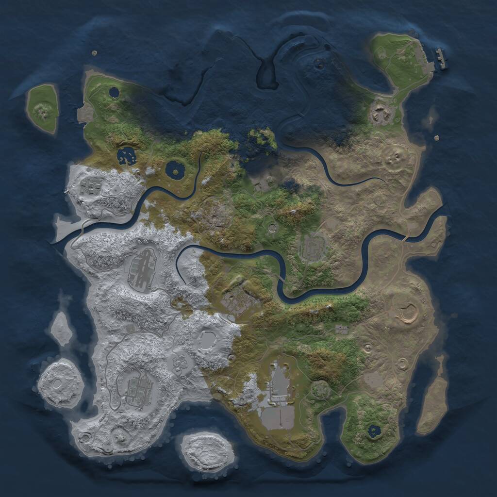 Rust Map: Procedural Map, Size: 3850, Seed: 147121117, 16 Monuments
