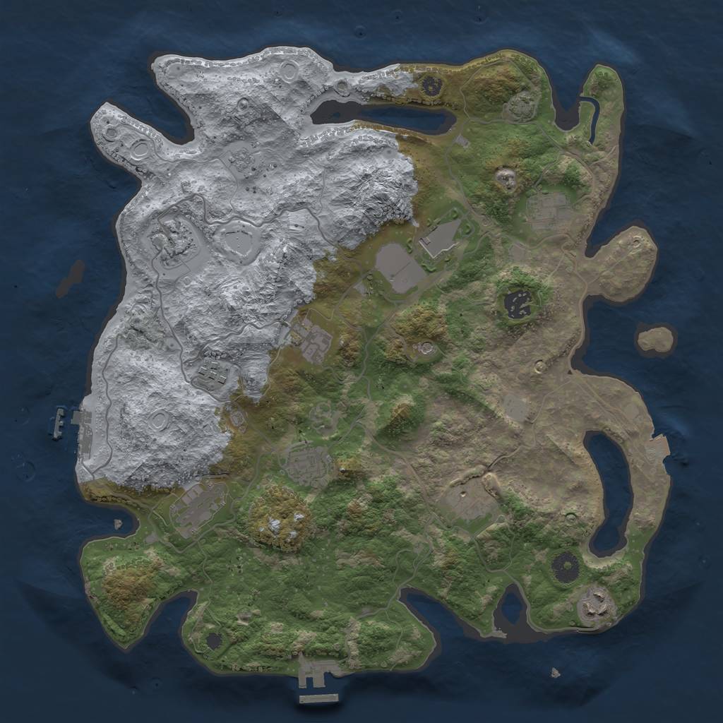 Rust Map: Procedural Map, Size: 3750, Seed: 2121627628, 18 Monuments