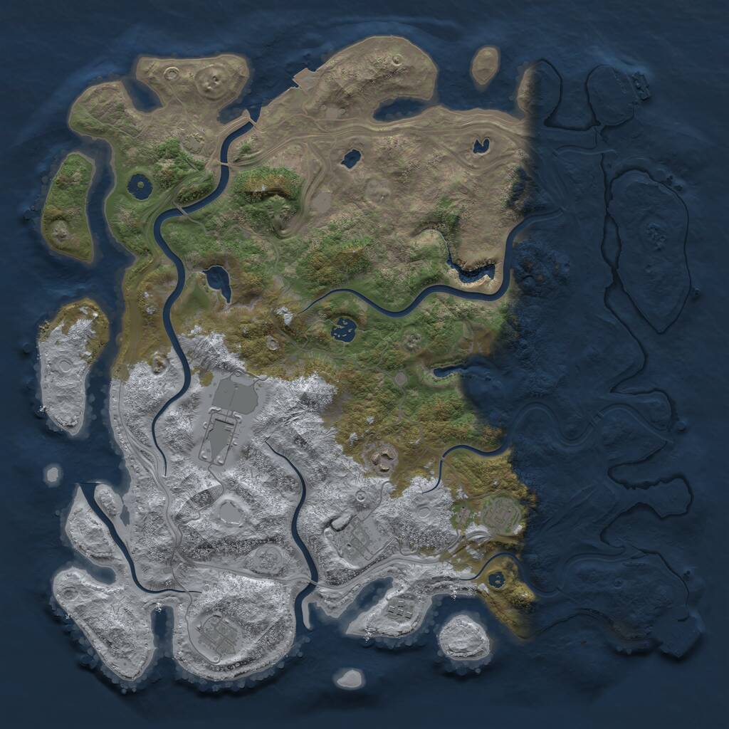 Rust Map: Procedural Map, Size: 4500, Seed: 632458114, 12 Monuments