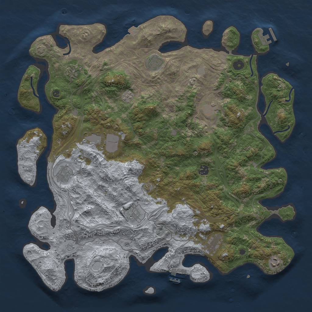 Rust Map: Procedural Map, Size: 4500, Seed: 632458114, 18 Monuments