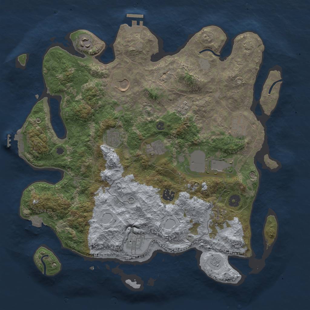 Rust Map: Procedural Map, Size: 3750, Seed: 12782451, 18 Monuments