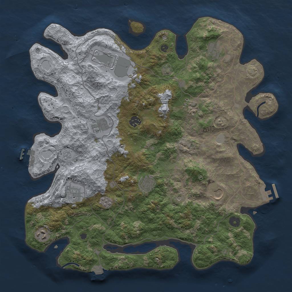 Rust Map: Procedural Map, Size: 4000, Seed: 81106101, 18 Monuments