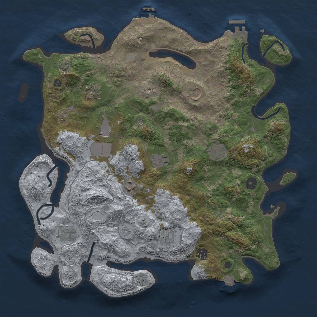 Rust Map: Procedural Map, Size: 4000, Seed: 1205775624, 18 Monuments