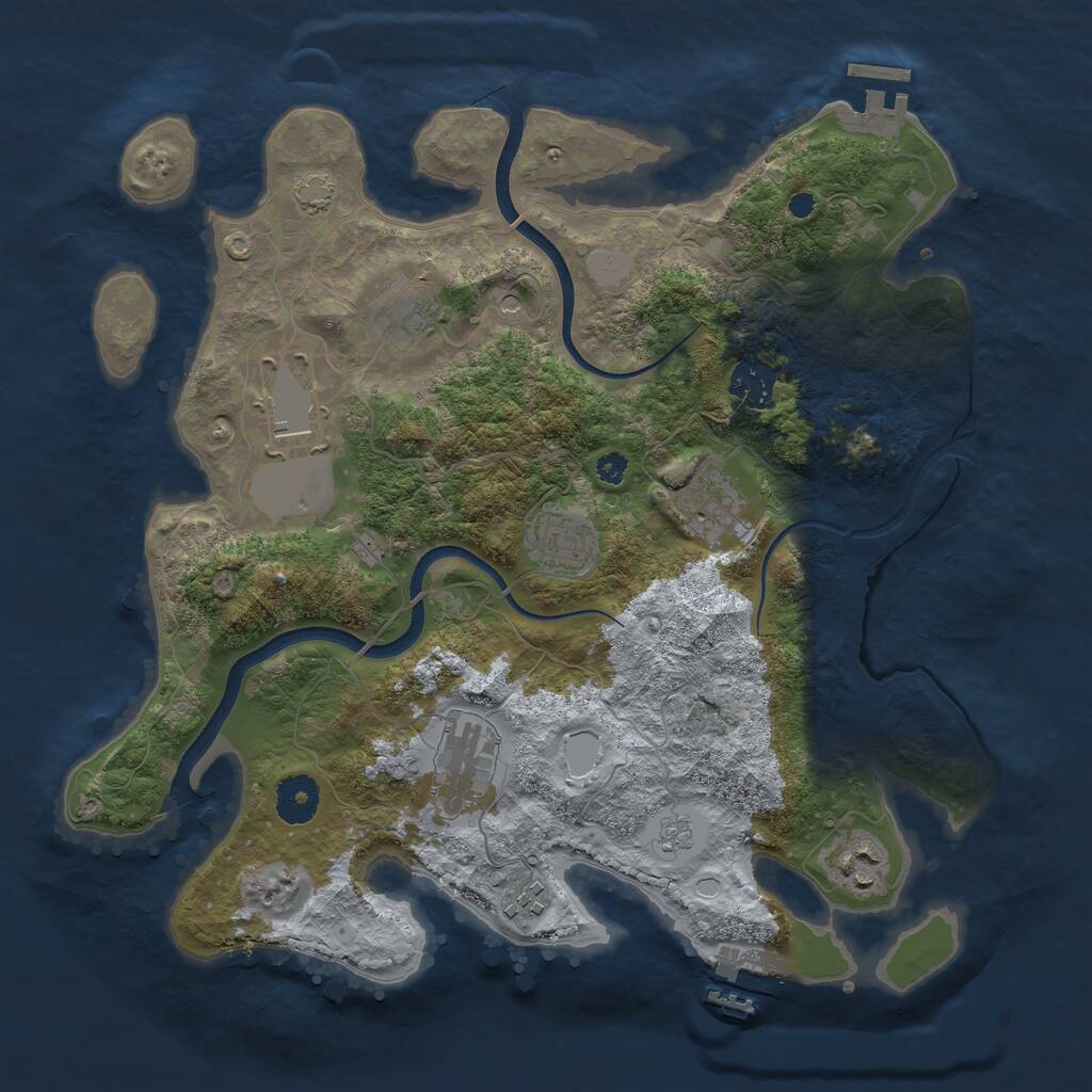 Rust Map: Procedural Map, Size: 3500, Seed: 993746997, 14 Monuments