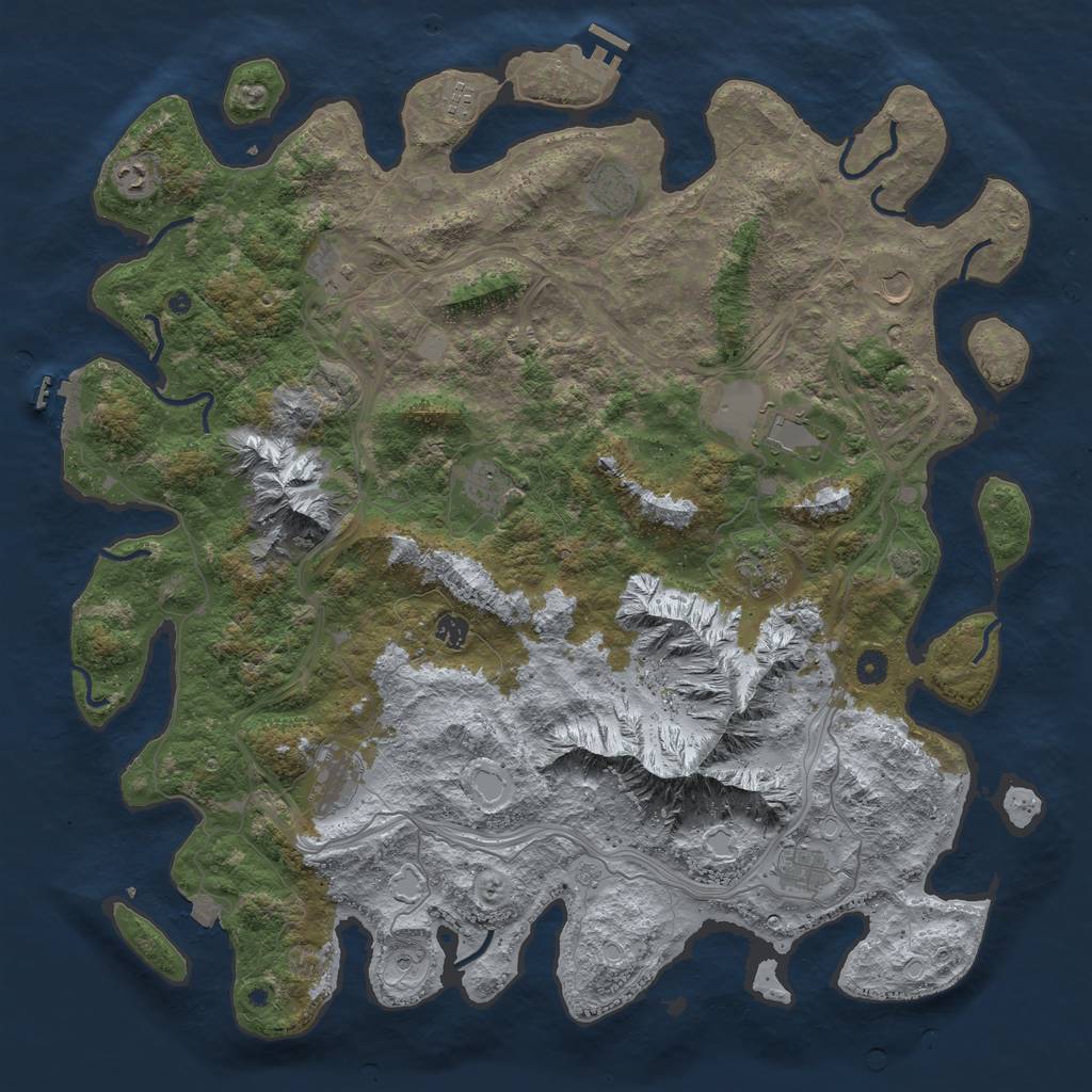 Rust Map: Procedural Map, Size: 5000, Seed: 2843178, 19 Monuments