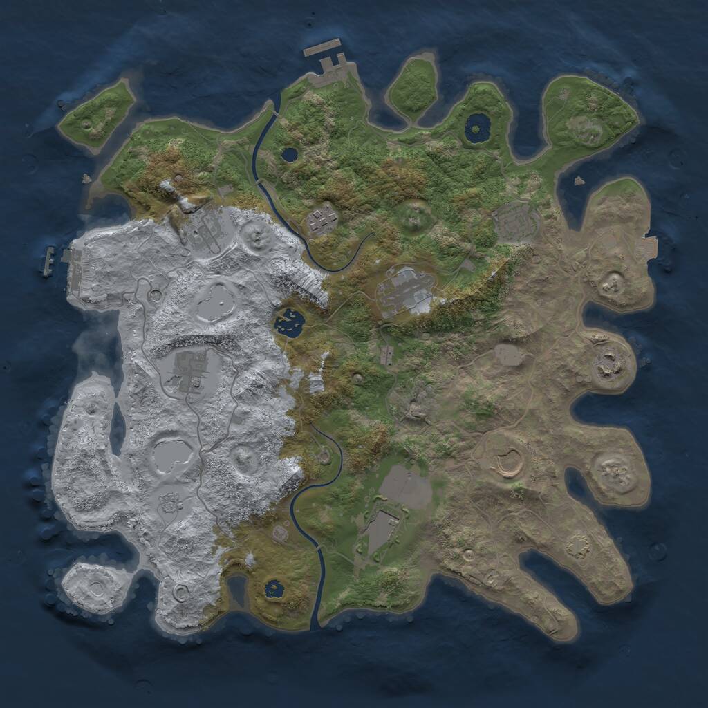 Rust Map: Procedural Map, Size: 3750, Seed: 3423, 15 Monuments