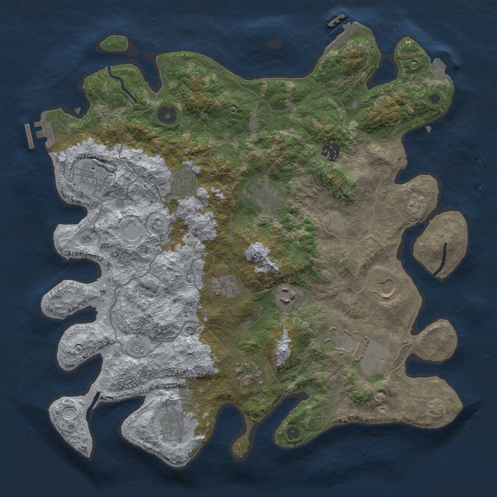 Rust Map: Procedural Map, Size: 4000, Seed: 123699307, 19 Monuments