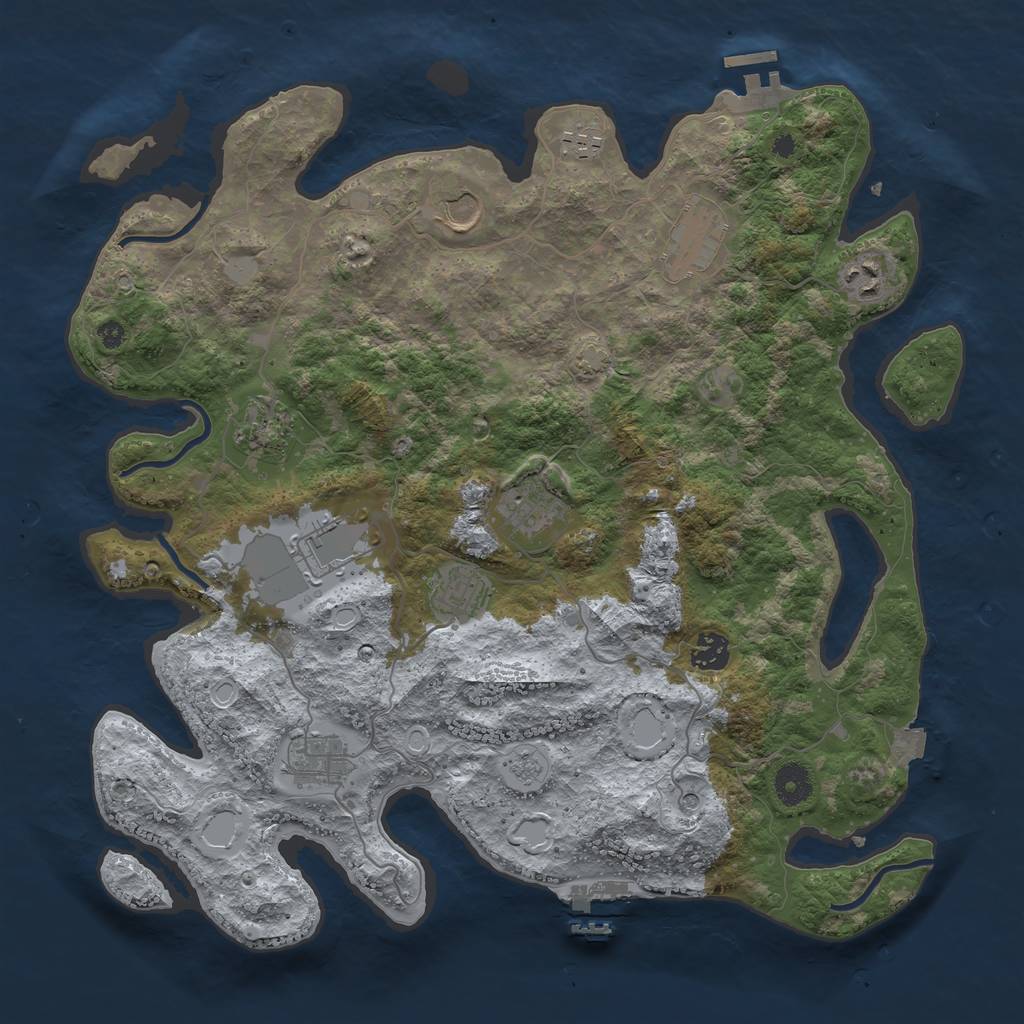 Rust Map: Procedural Map, Size: 3900, Seed: 693540, 18 Monuments
