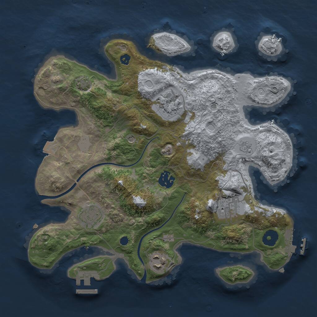 Rust Map: Procedural Map, Size: 3000, Seed: 7362184, 11 Monuments