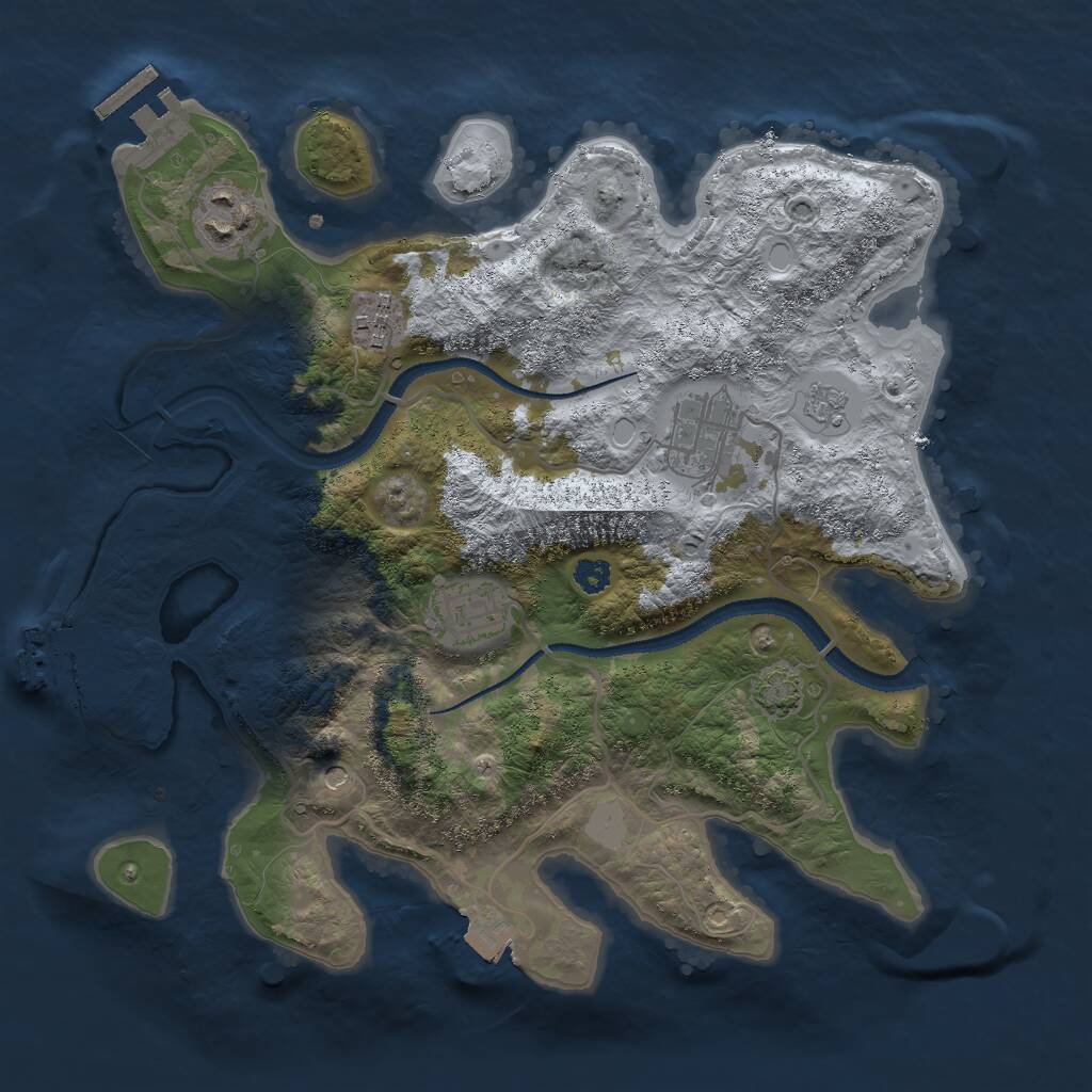 Rust Map: Procedural Map, Size: 3000, Seed: 305568710, 10 Monuments