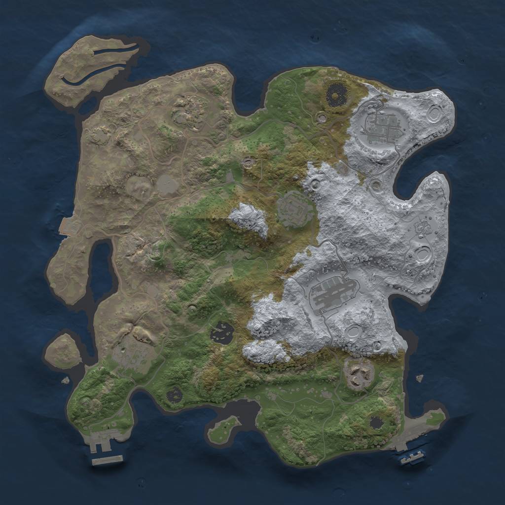 Rust Map: Procedural Map, Size: 3300, Seed: 384548617, 14 Monuments