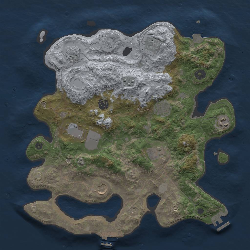 Rust Map: Procedural Map, Size: 3500, Seed: 519917106, 17 Monuments