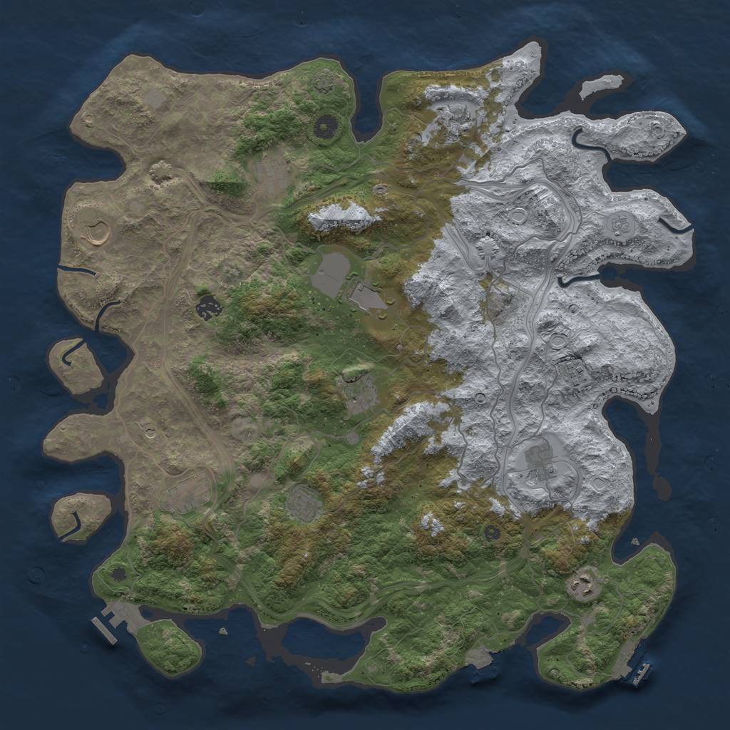 Rust Map: Procedural Map, Size: 4500, Seed: 1869071853, 19 Monuments